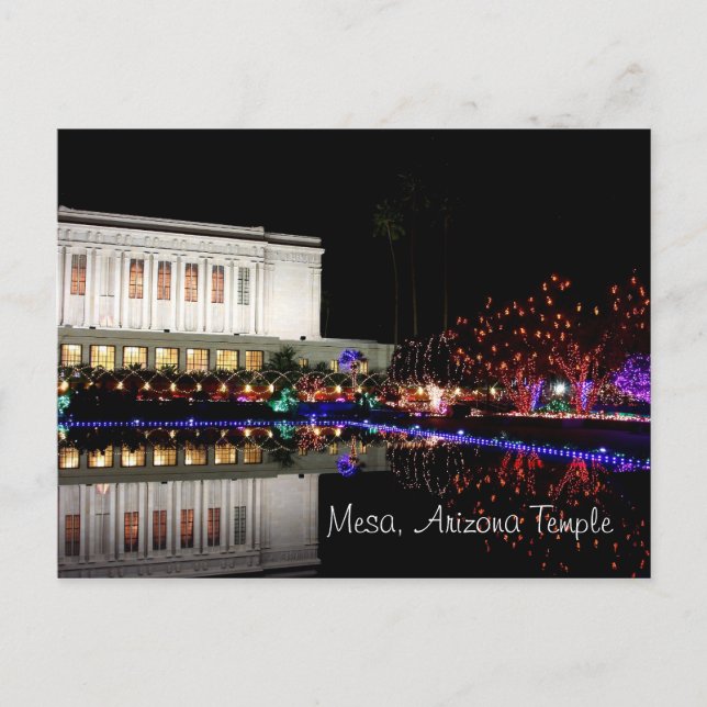 Mesa Temple lights postcard (Front)