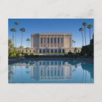 Mesa temple reflecting in a blue pool