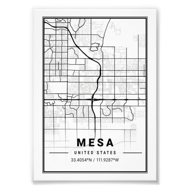 Mesa - United States Ligth City Map Photo Print (Front)