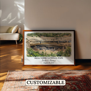 Mesa Verde National Park Colorado, Watercolor Poster