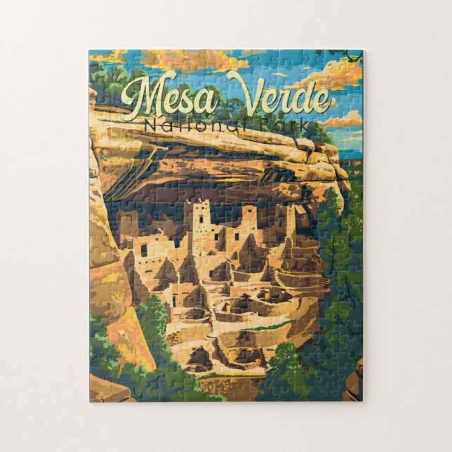 Mesa Verde National Park Illustration Travel Art Jigsaw Puzzle (Vertical)