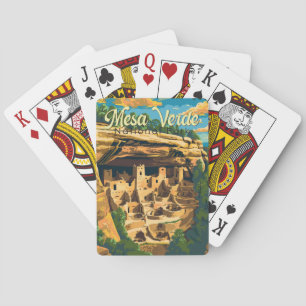 Mesa Verde National Park Illustration Travel Art Playing Cards