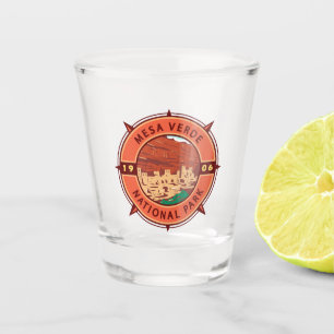Mesa Verde National Park Retro Compass Emblem Shot Glass