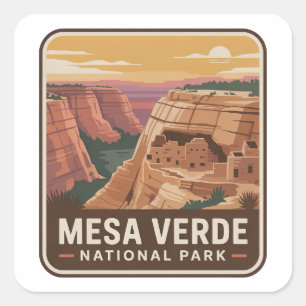 Mesa Verde National Park Vintage Badge Square Sticker