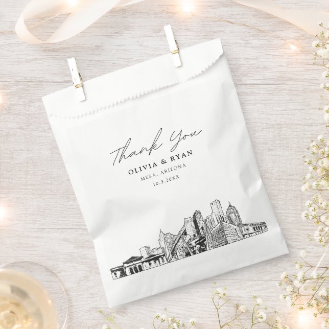 Mesa Wedding Skyline Personalised Favour Bag  (Clipped)