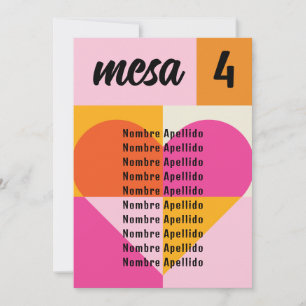 Mesero Boda Festivallist Names Seating Plan Invitation