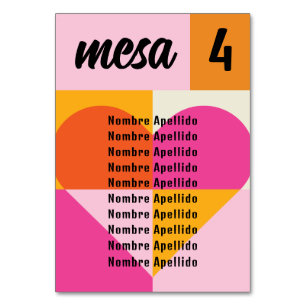 Mesero Boda Festivallist Names Seating Plan Table Number