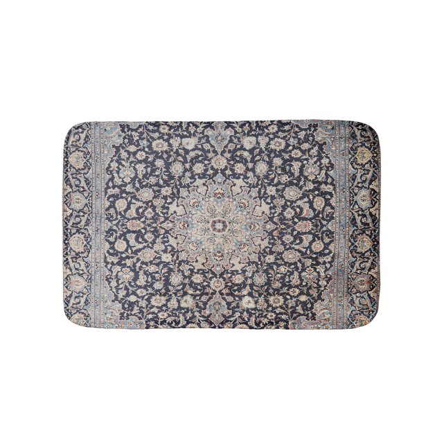 Meshed Persia Dusty Blue Dark Grey  Bath Mat (Front)