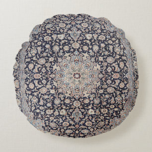 Meshed Persia Dusty Blue Dark Grey  Round Cushion