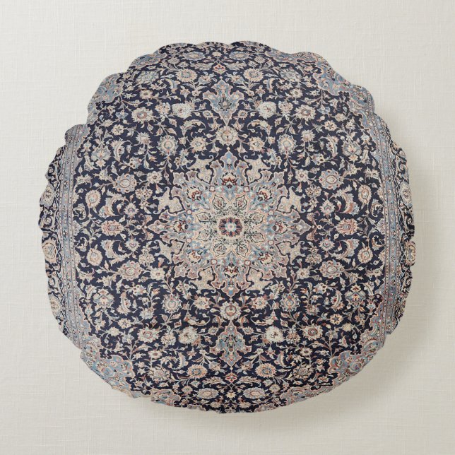 Meshed Persia Dusty Blue Dark Grey  Round Cushion (Front)