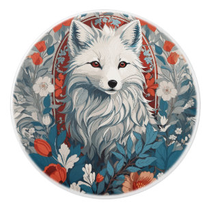 Mesmerising Artic Fox Wildlife Ceramic Knob