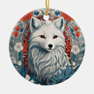 Mesmerising Artic Fox Wildlife Ceramic Ornament