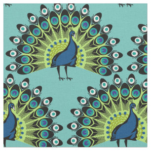 Mesmerising Blue and Green Peacock Pattern Fabric