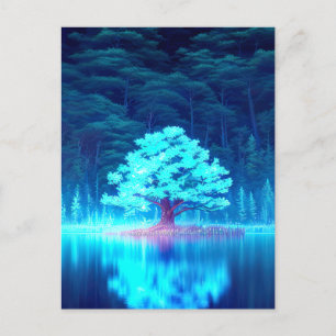 Mesmerising Blue Tree on the Azure Lake Postcard