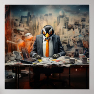 Mesmerising Chameleon Drink - Cubism Panorama 8K H Poster