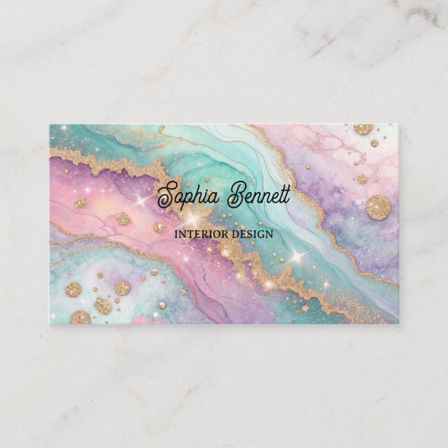 Mesmerising Glitter Opal Background Business Card (Front)