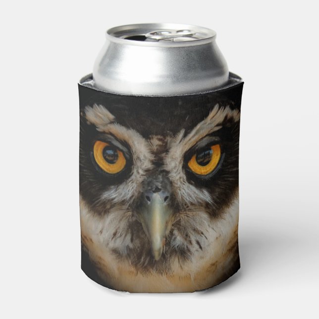 Mesmerising Golden Eyes of a Spectacled Owl Can Cooler (Can Front)