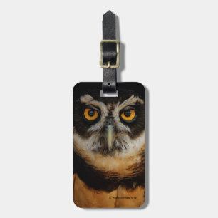 Mesmerising Golden Eyes of a Spectacled Owl Luggage Tag