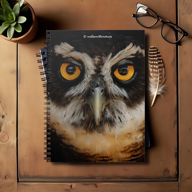 Mesmerising Golden Eyes of a Spectacled Owl Notebook (Mesmerizing Golden Eyes of a Spectacled Owl Journal Cover Photo)