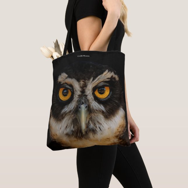 Mesmerising Golden Eyes of a Spectacled Owl Tote Bag (Close Up)