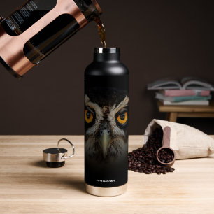 Mesmerising Golden Eyes of a Spectacled Owl Water Bottle