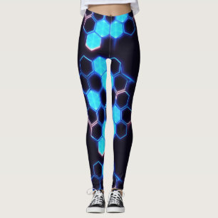 Mesmerising Holographic Cyberpunk Hexagon Tiles Leggings