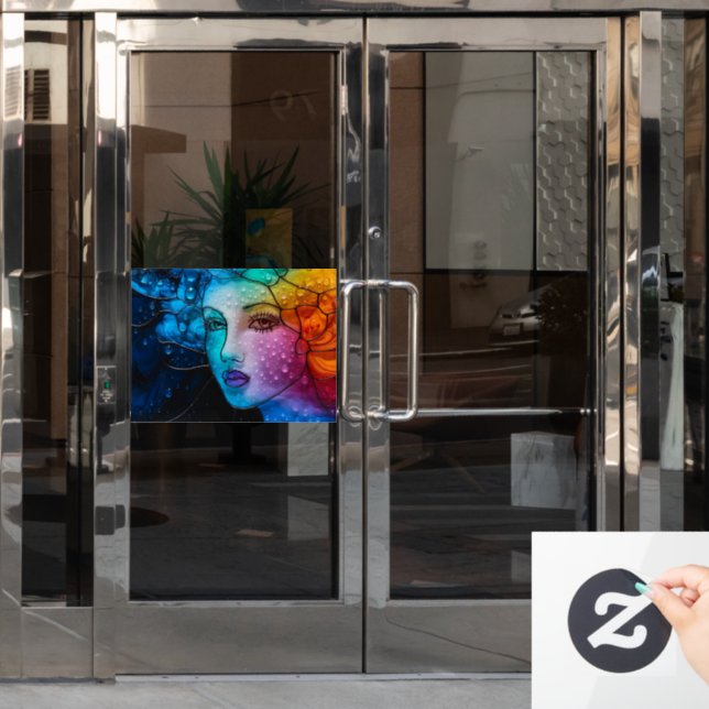 Mesmerising Lady Face Stained Glass 3D Alcohol Ink (Office Door)