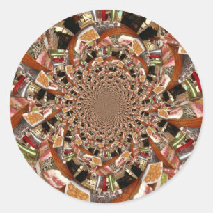 Mesmerising Mosaic of Sushi Brown Colours Classic Round Sticker