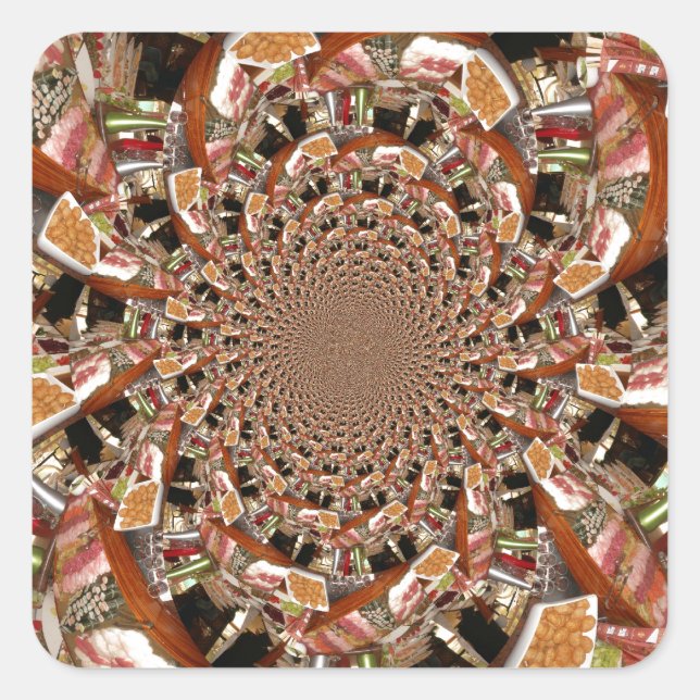 Mesmerising Mosaic of Sushi Brown Colours Square Sticker (Front)