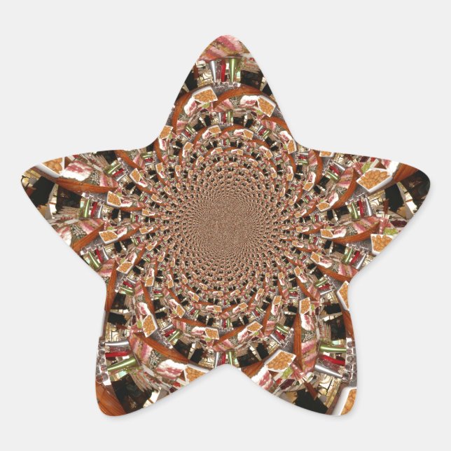 Mesmerising Mosaic of Sushi Brown Colours Star Sticker (Front)