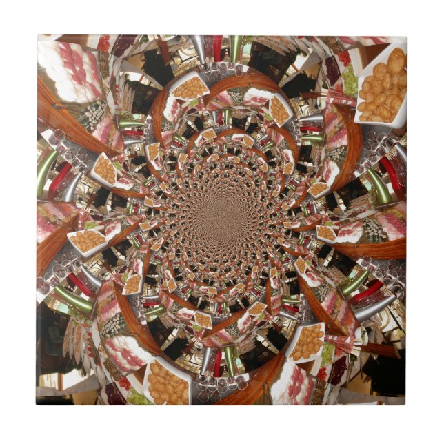 Mesmerising Mosaic of Sushi Brown Colours Tile (Front)