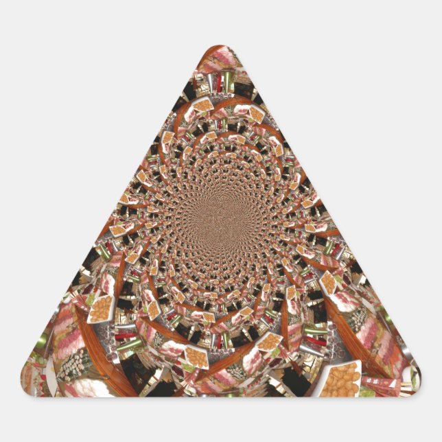 Mesmerising Mosaic of Sushi Brown Colours Triangle Sticker (Front)