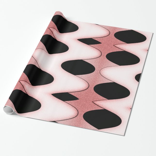 Mesmerising Oriental Pink Waves Wrapping Paper (Unrolled)