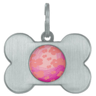 mesmerising pink flower pet ID tag