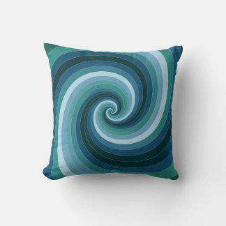 Mesmerising Spiral in Blue and Green Throw Pillow