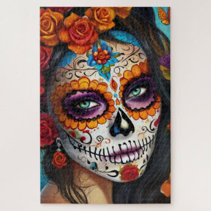 Mesmerising Sugar Skull Makeup Art Jigsaw Puzzle