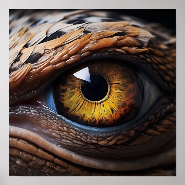 Mesmerising Velociraptor Eyes Poster - Dinosaur Ar (Front)