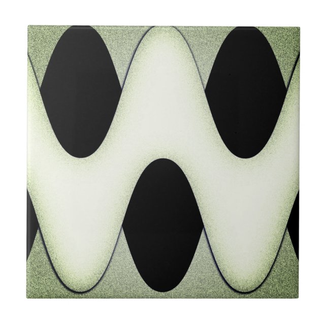 Mesmerising Waves Create Modern Design Green Ceramic Tile (Front)