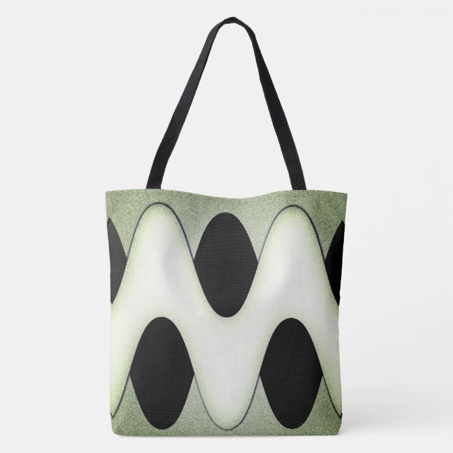 Mesmerising Waves Create Modern Design Green Tote Bag (Back)