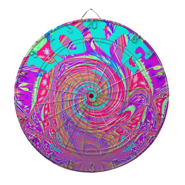 Mesmerising Whirlpool Love Cyan Text art Graphic  Dartboard (Front)