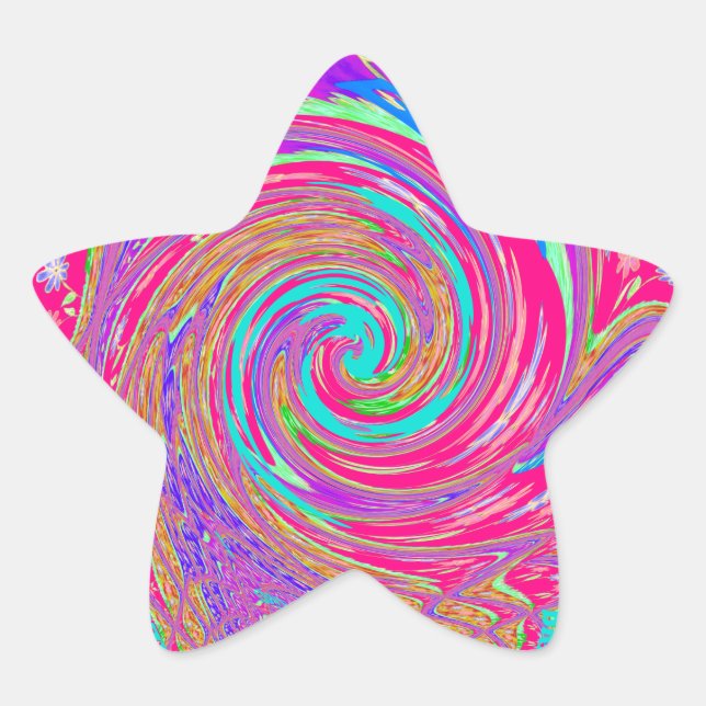 Mesmerising Whirlpool Love Cyan Text art Graphic  Star Sticker (Front)