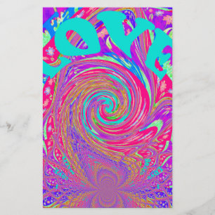Mesmerising Whirlpool Love Cyan Text art Graphic  Stationery