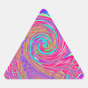 Mesmerising Whirlpool Love Cyan Text art Graphic  Triangle Sticker
