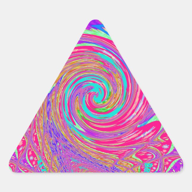 Mesmerising Whirlpool Love Cyan Text art Graphic  Triangle Sticker (Front)