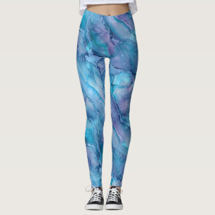 Mesmerizing Blue and Purple Creats Fluid Pattern Leggings