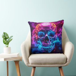 Mesmerizing glowing human skull cushion