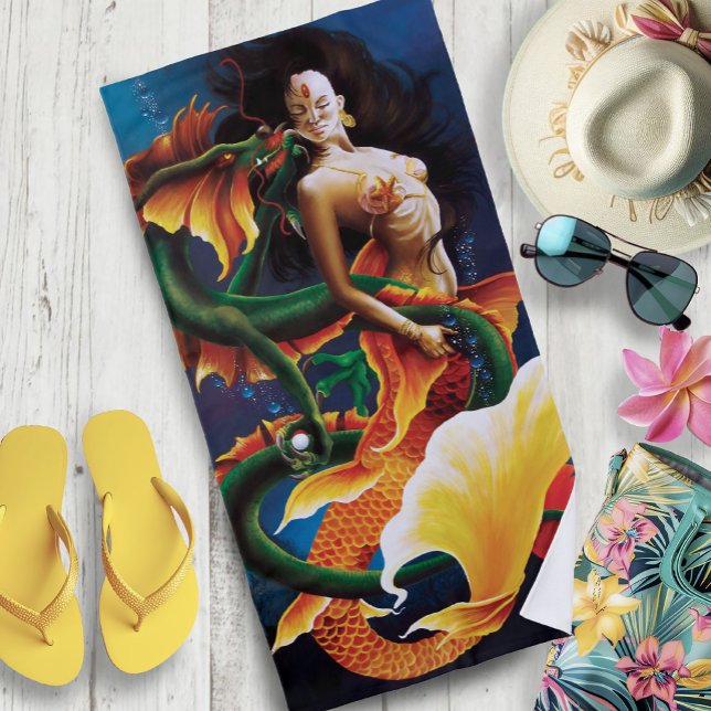 Mesmerizing Koi Mermaid Water Dragon Fantasy Beach Towel (Creator Uploaded)