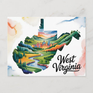 Mesmerizing West Virginia Conceptual Map Art Postcard