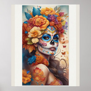 Mesmerizing Woman in Sugar Skull Makeup Poster