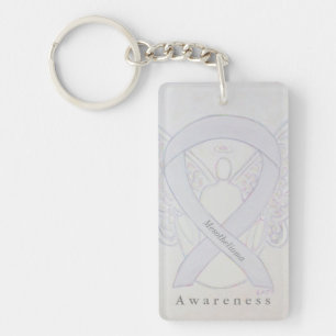 Mesothelioma Angel Awareness Ribbon Keychain